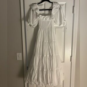 Hill House Corinne Dress in White Shadow Stripe - Size XXS